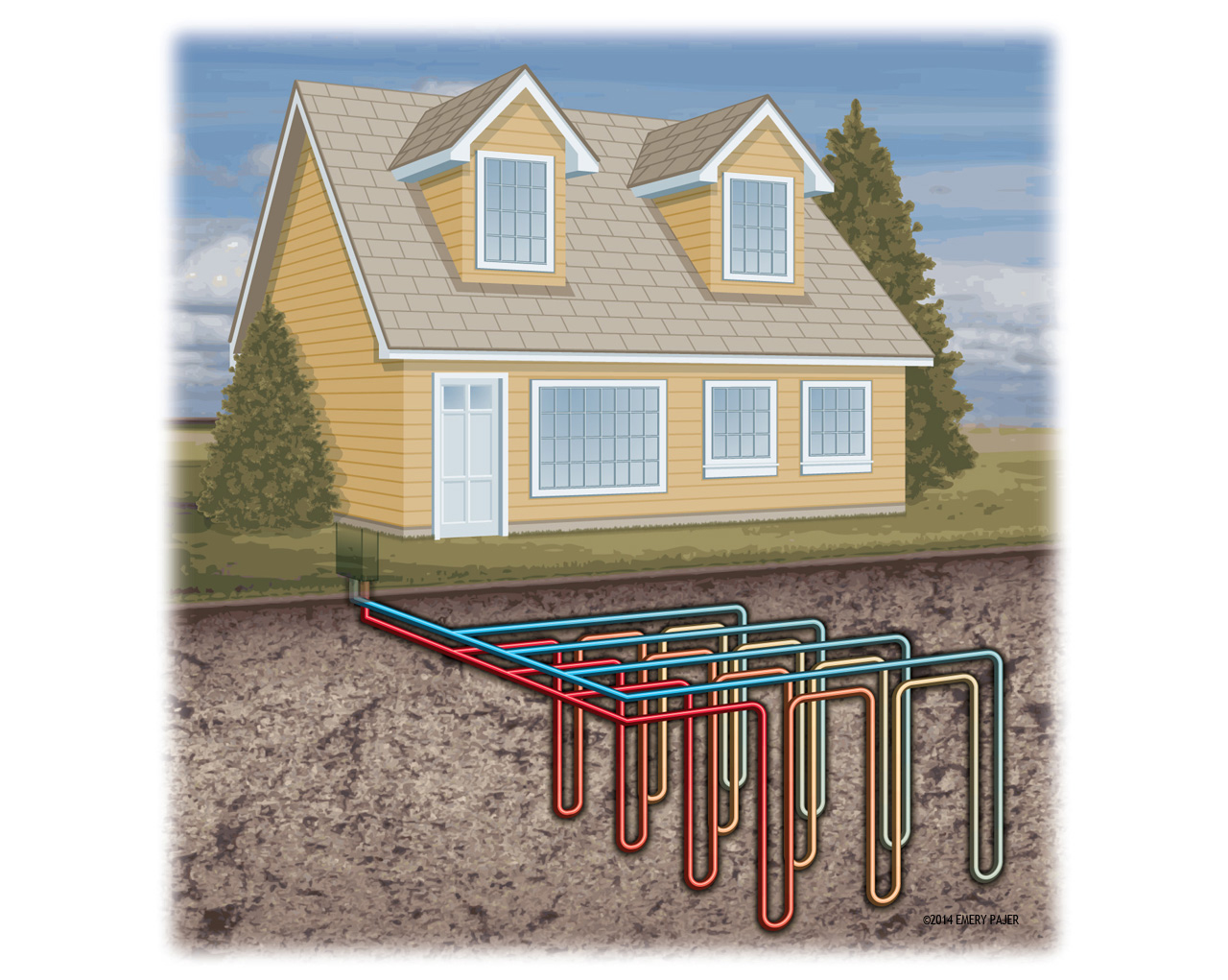conceptual product illustration, geothermal heating