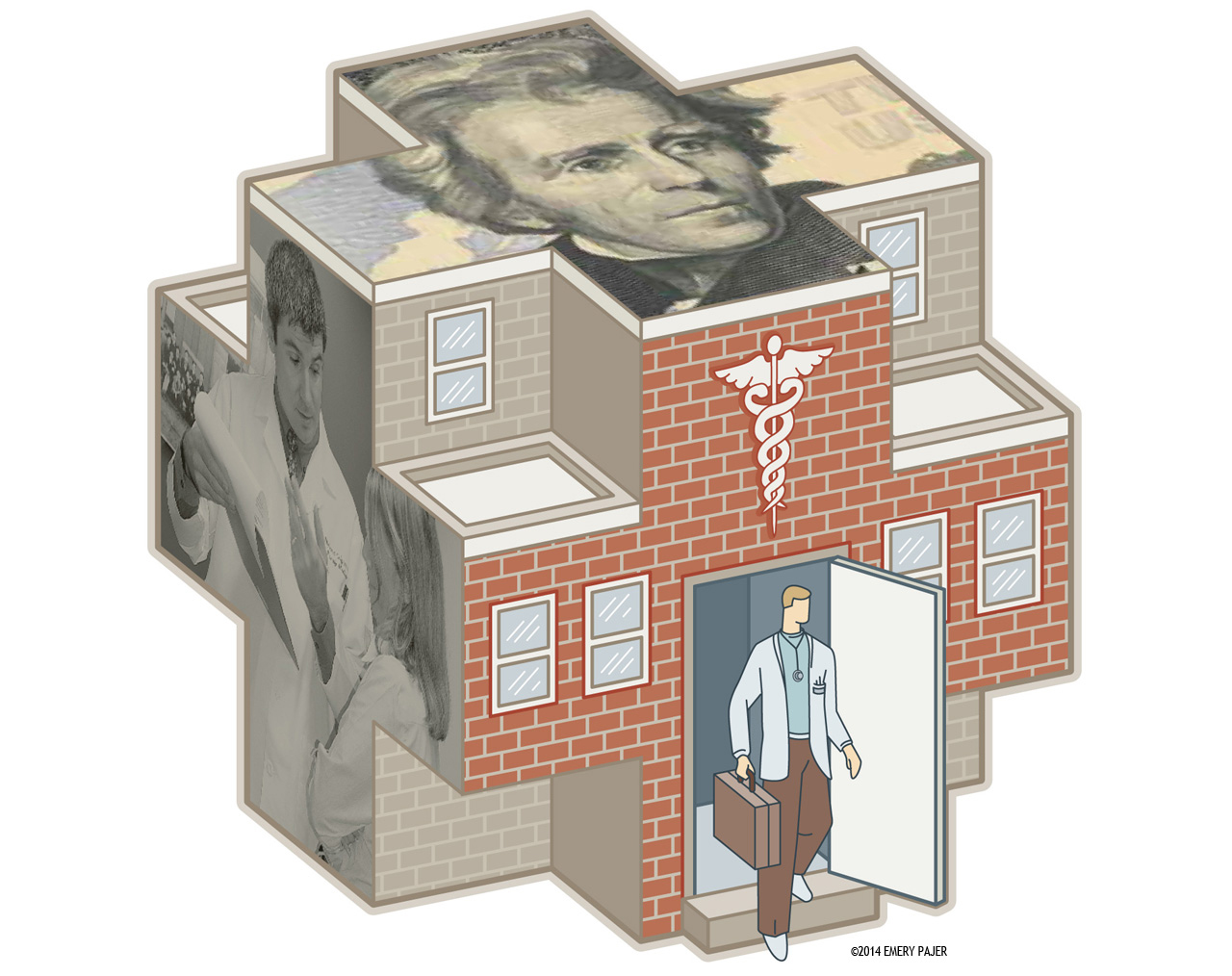 conceptual editorial illustration, medical malpractice