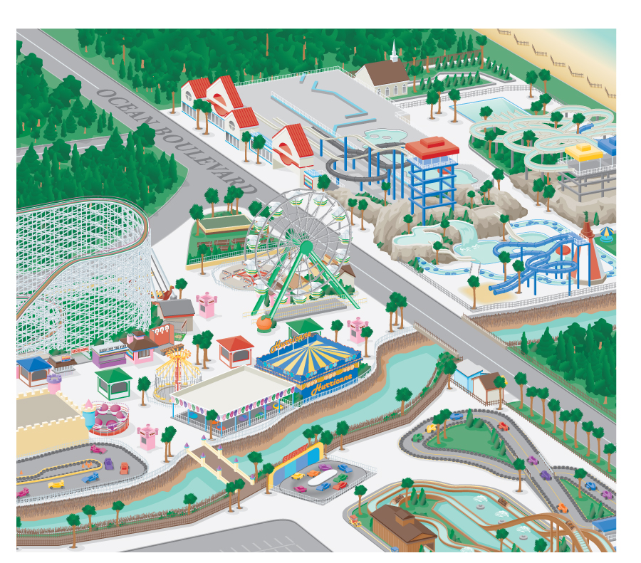 3D Amusement Park Map Illustration