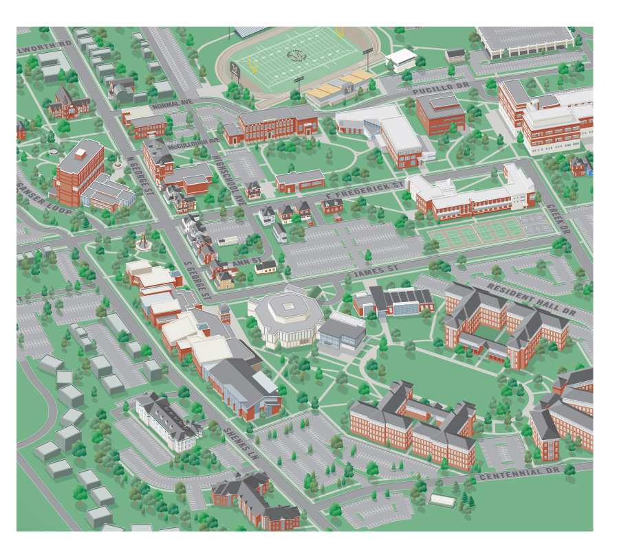 3D Hospital Campus Map Illustration