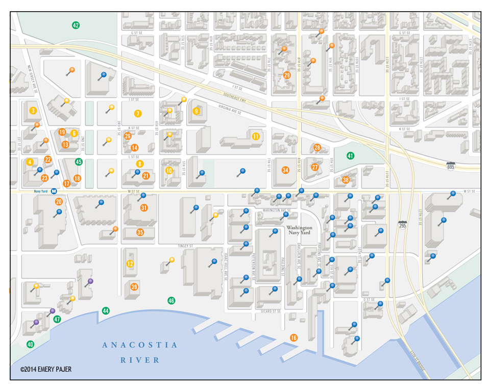city campus map illustration, Washington DC