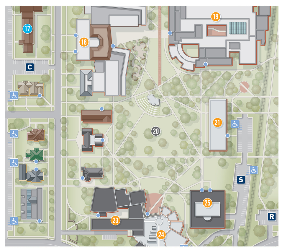 College campus map illustration, Georgia Southern  University