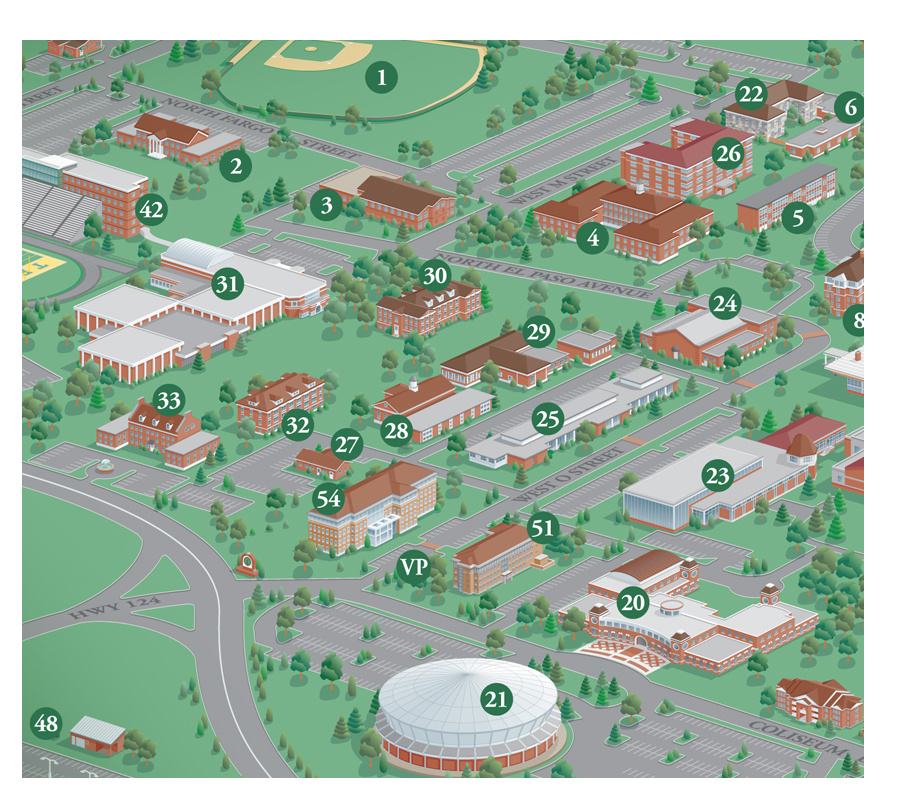 3D College Campus Map Illustration