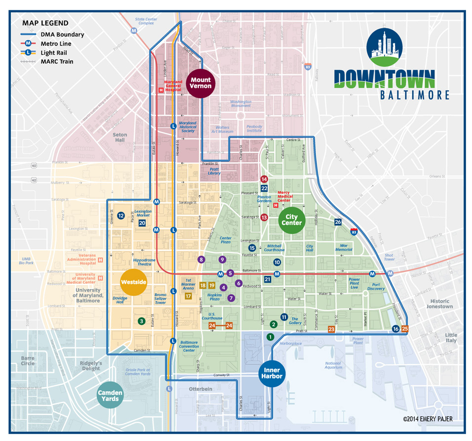Simple Street Map Illustration of Baltimore, Maryland
