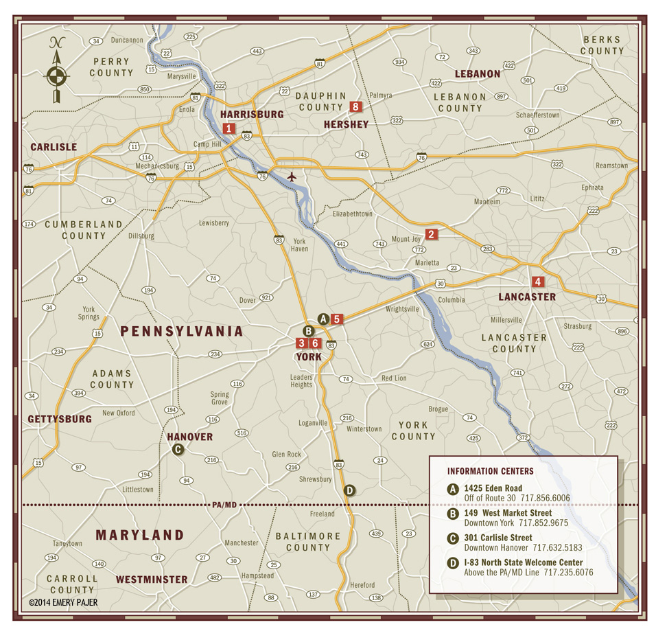 Street Map Illustration of the Susquehanna Ale Trail
